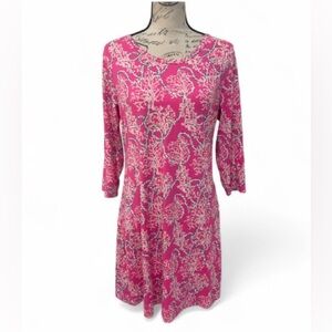 Anthony’s Resort Wear Pink Coral Rope Print Tunic Shift Dress Size M EUC